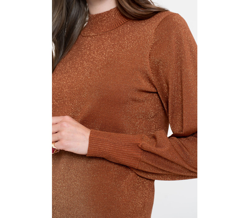Geisha Pullover Basic Turtle Lurex Camel Copper