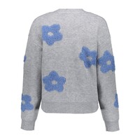 Geisha Vest Flowers Grey Melange Blue