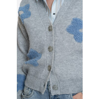 Geisha Vest Flowers Grey Melange Blue