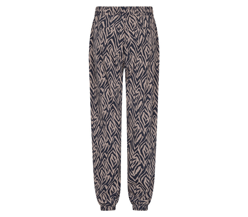 Zoso Print Travel Pant Mocha Navy