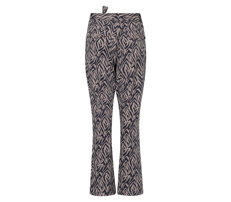 Zoso Print Travel Pant Mocha Navy