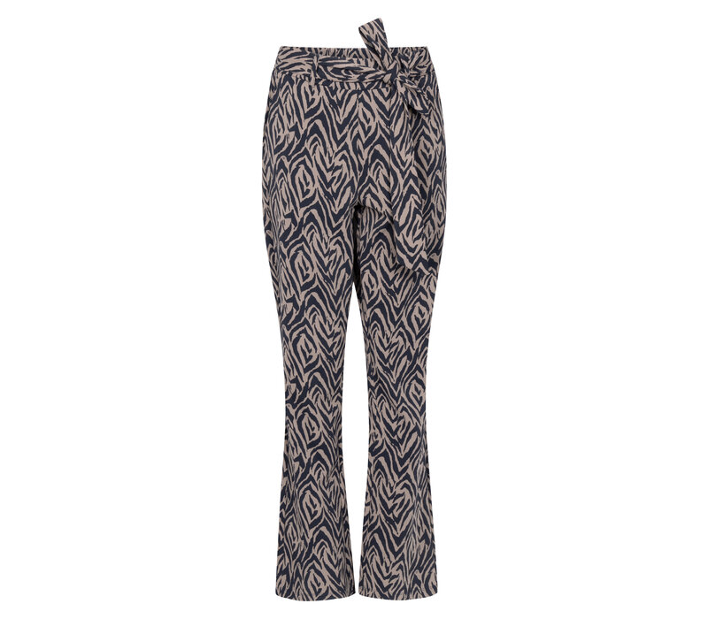 Zoso Print Travel Pant Mocha Navy