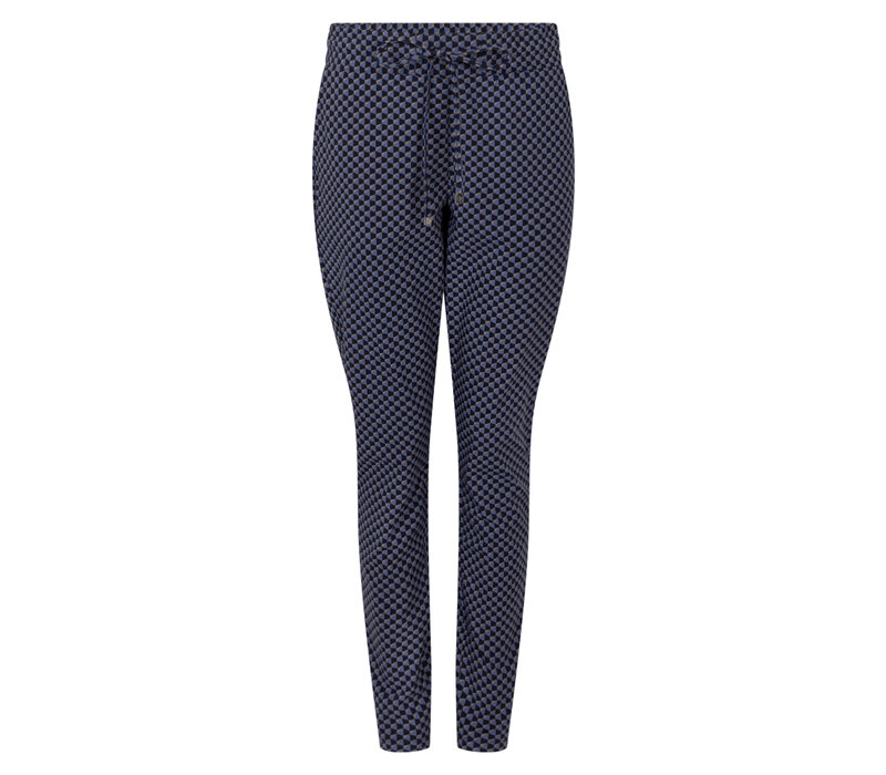 Zoso Print Travel Pant Mocha Navy