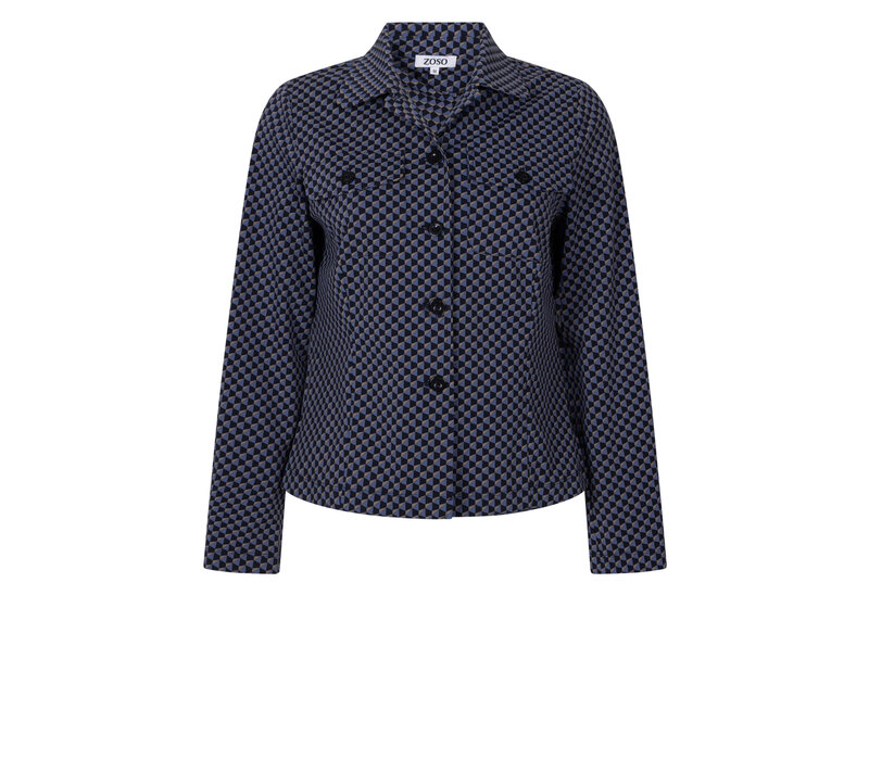 Zoso Print Travel Jacket Mocha Navy