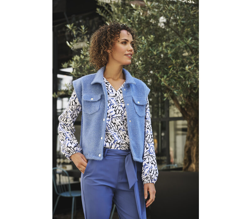Zoso Print Travel Blouse Off White Navy