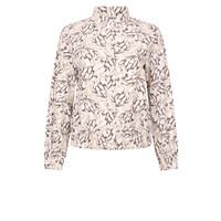 Zoso Print Travel Blouse Off White Mocha