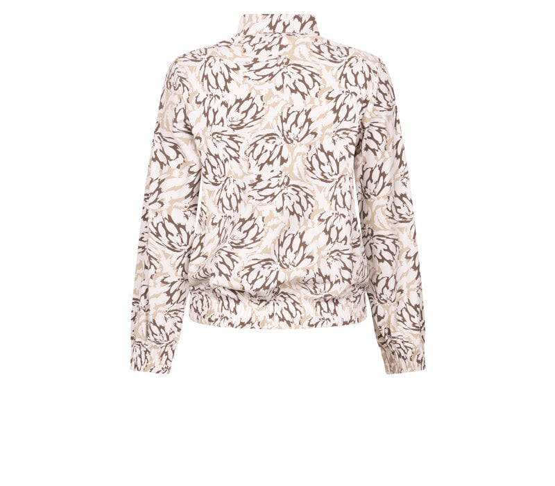 Zoso Print Travel Blouse Off White Mocha