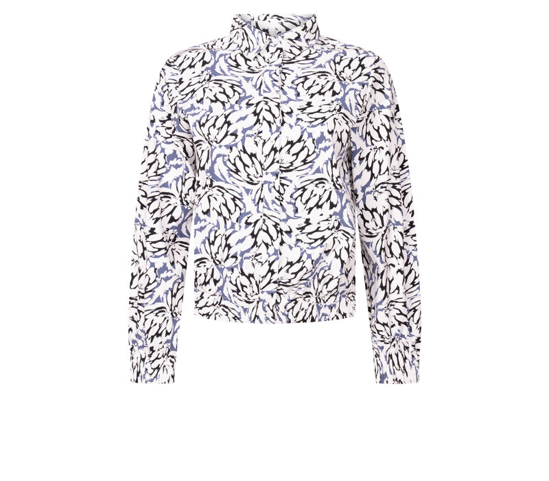 Zoso Print Travel Blouse Off White Navy