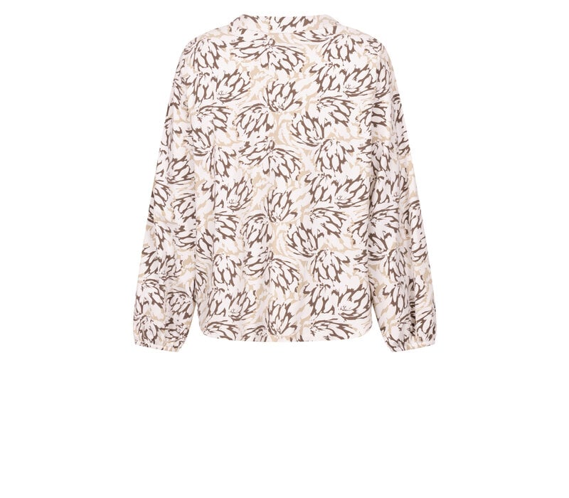 Zoso Print Travel Blouse Off White Mocha