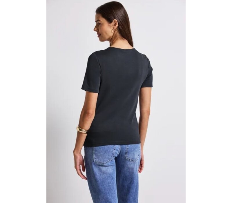 Street One Shirt Heart Neckline Shape Deepwater Blue