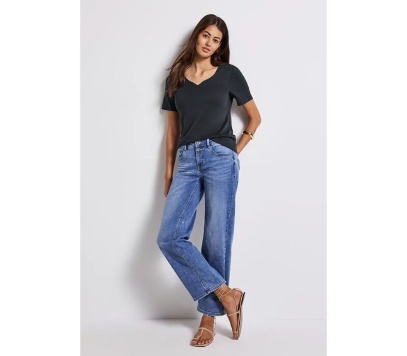 Street One Shirt Heart Neckline Shape Deepwater Blue