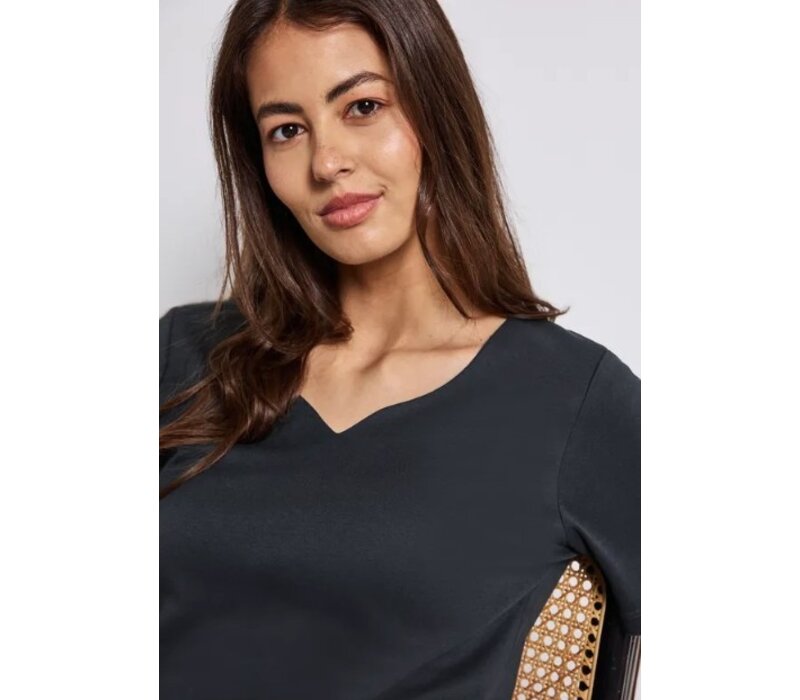 Street One Shirt Heart Neckline Shape Deepwater Blue