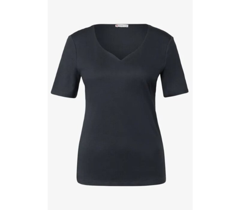 Street One Shirt Heart Neckline Shape Deepwater Blue