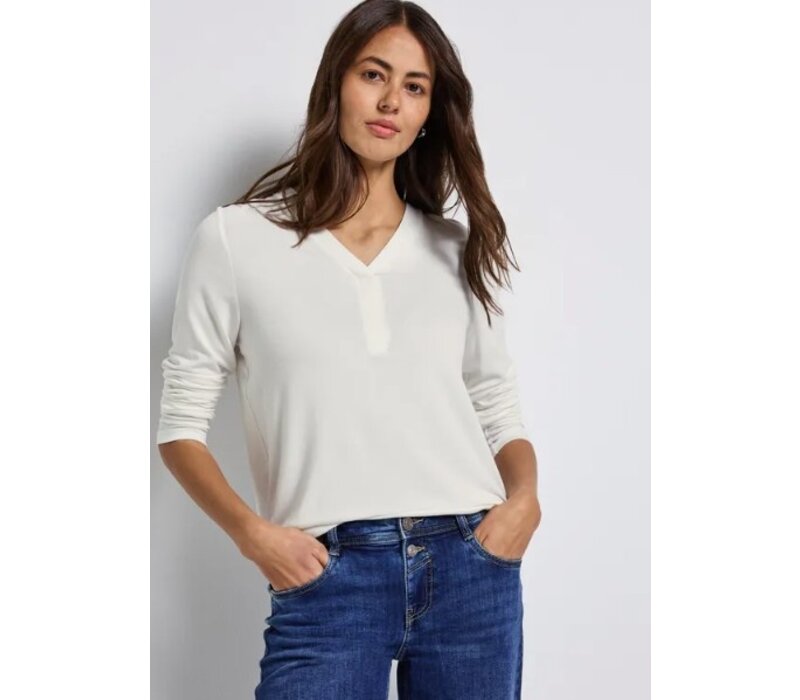 Street One Jersey V-Neck Shirt Off White