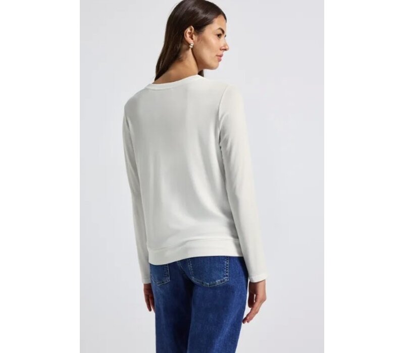 Street One Jersey V-Neck Shirt Off White