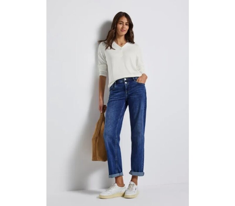 Street One Jersey V-Neck Shirt Off White
