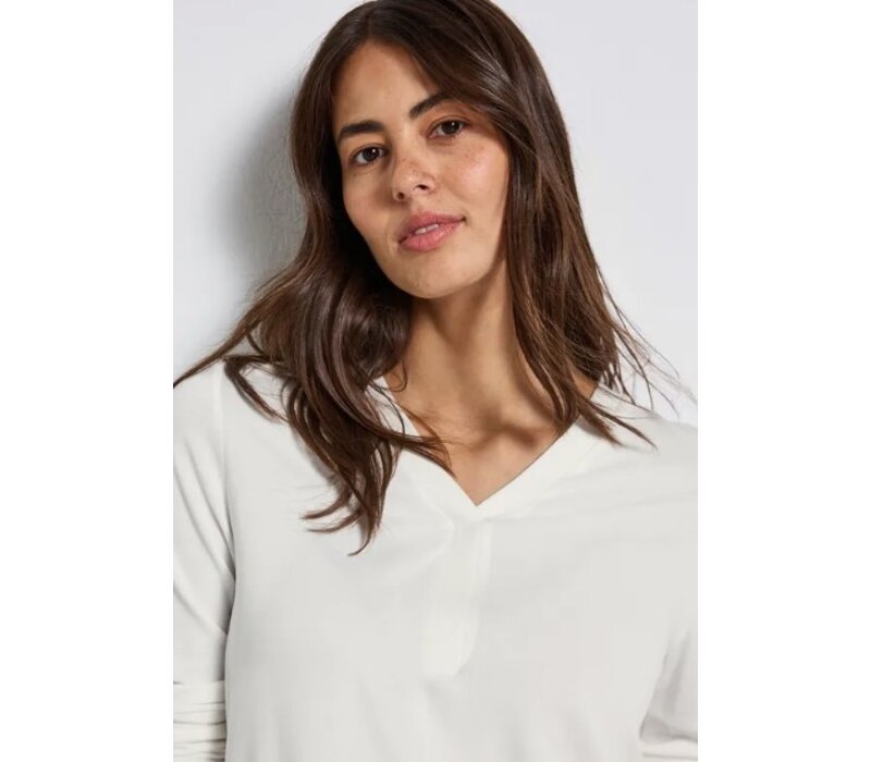 Street One Jersey V-Neck Shirt Off White