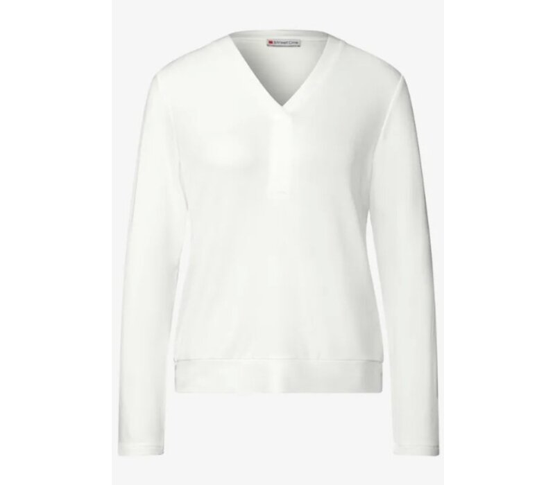 Street One Jersey V-Neck Shirt Off White