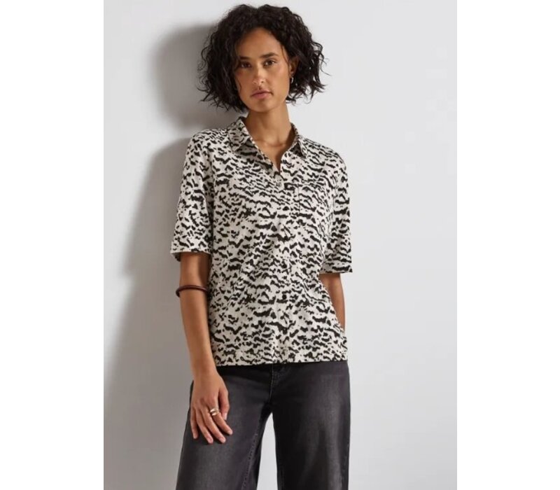 Street One Printed Blouse Shirt Pocket Morning Beige