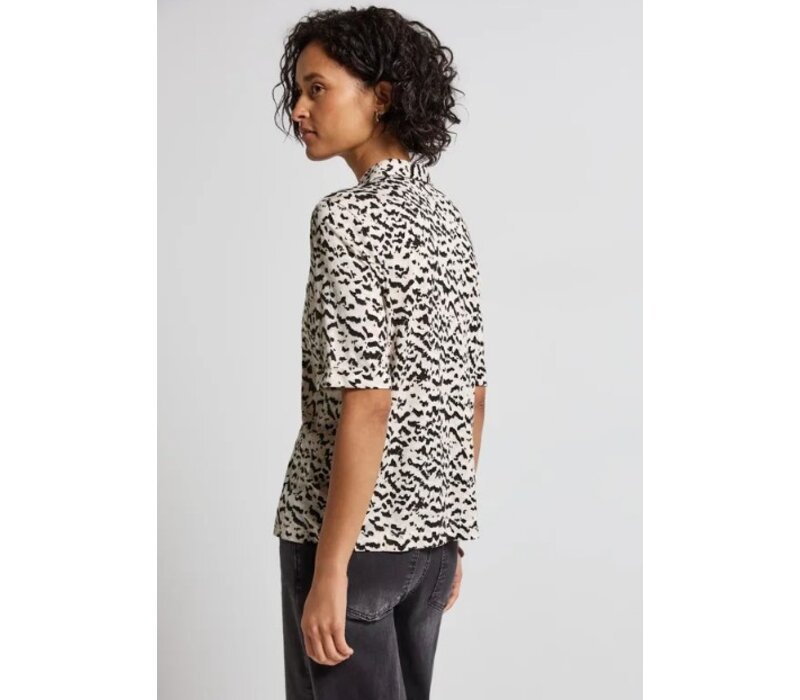 Street One Printed Blouse Shirt Pocket Morning Beige