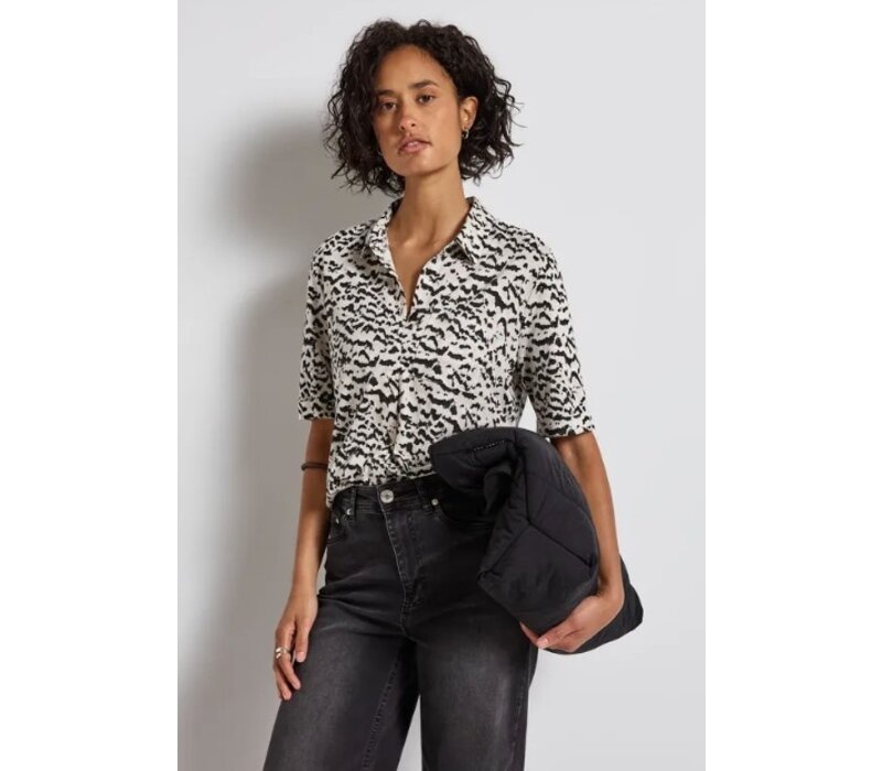 Street One Printed Blouse Shirt Pocket Morning Beige
