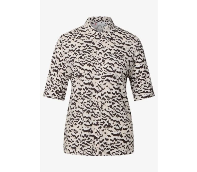 Street One Printed Blouse Shirt Pocket Morning Beige