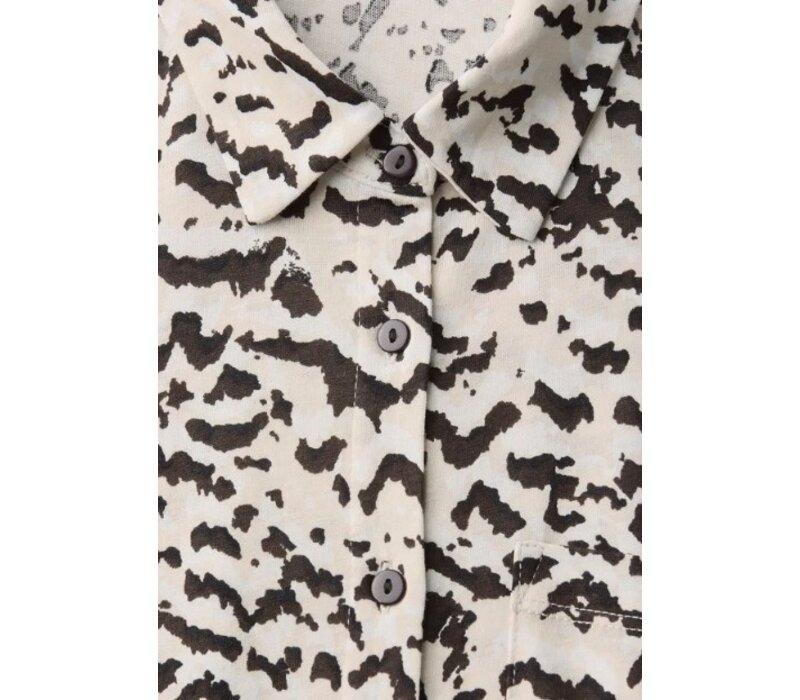 Street One Printed Blouse Shirt Pocket Morning Beige