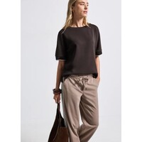 Street One Silk Look Shirt Rib Deep Roast Brown