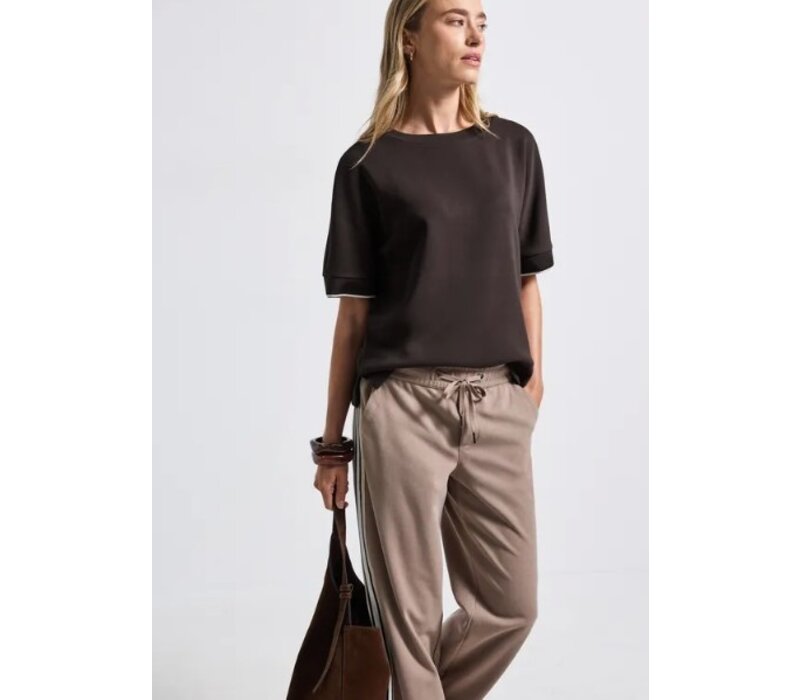 Street One Silk Look Shirt Rib Deep Roast Brown