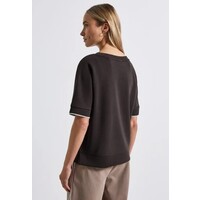 Street One Silk Look Shirt Rib Deep Roast Brown
