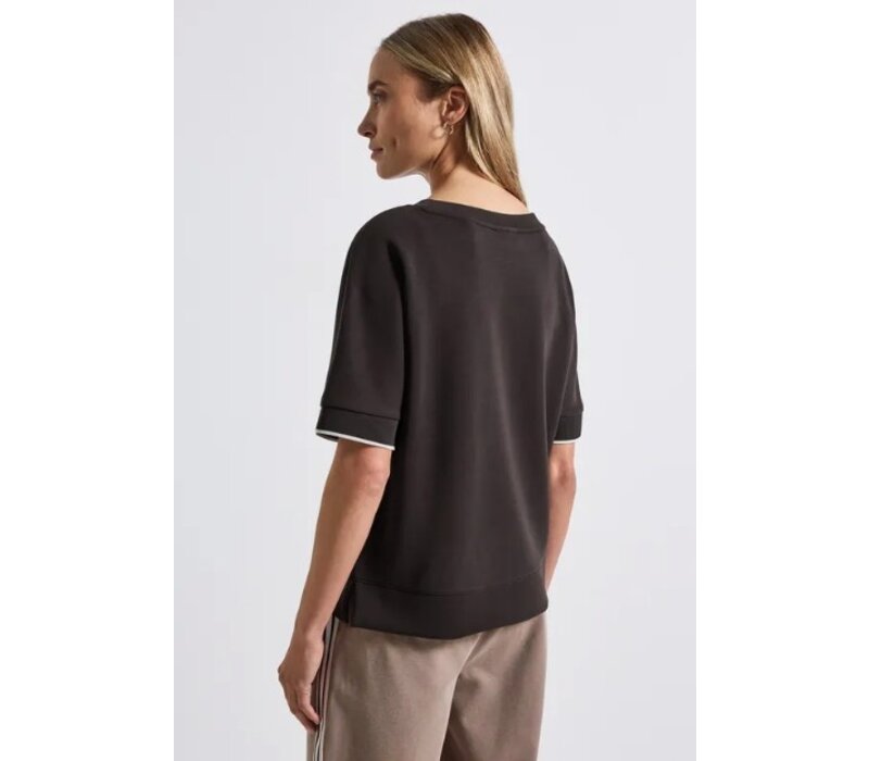 Street One Silk Look Shirt Rib Deep Roast Brown