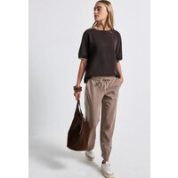 Street One Silk Look Shirt Rib Deep Roast Brown