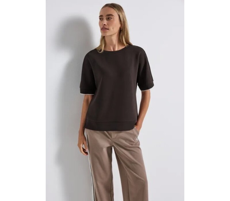 Street One Silk Look Shirt Rib Deep Roast Brown