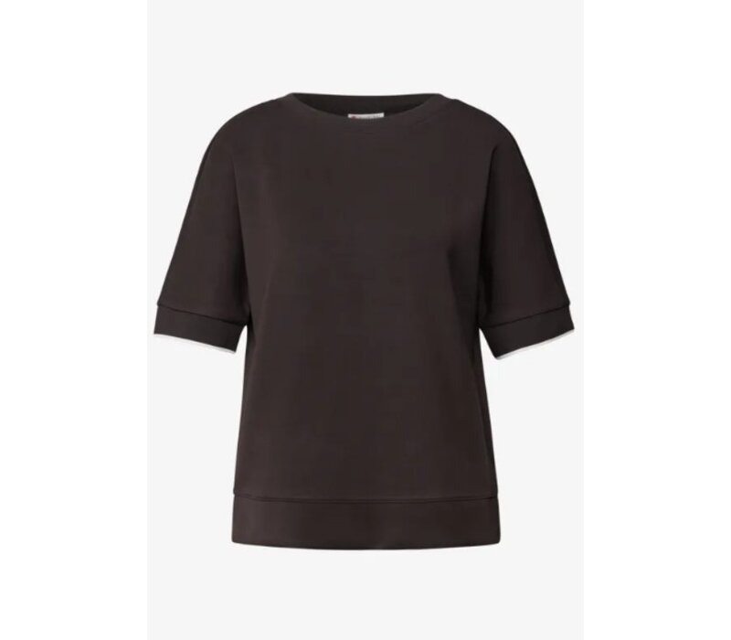 Street One Silk Look Shirt Rib Deep Roast Brown