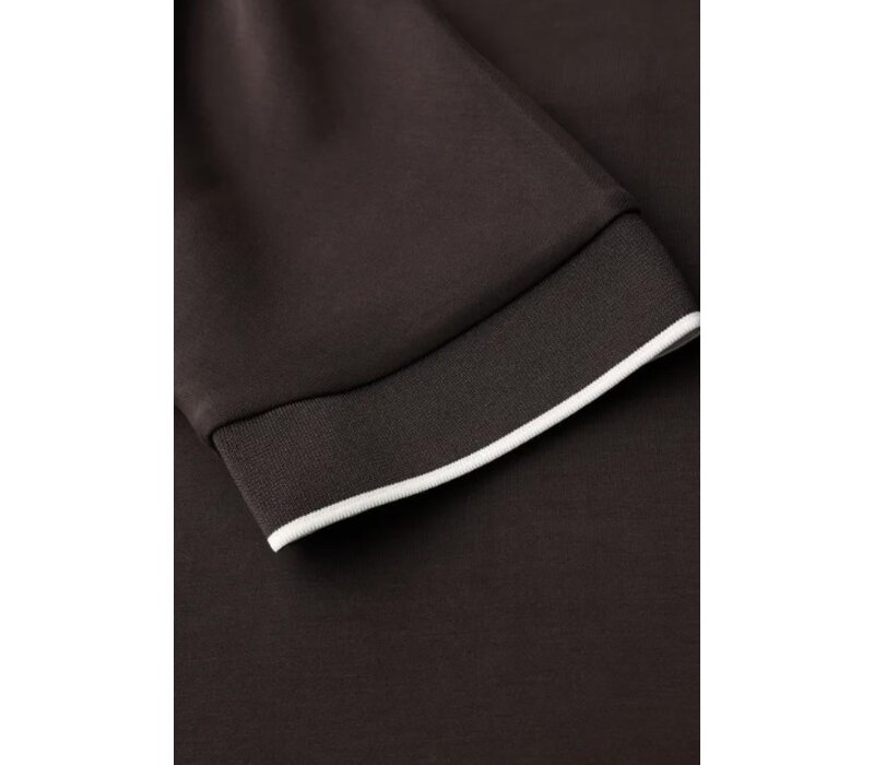 Street One Silk Look Shirt Rib Deep Roast Brown
