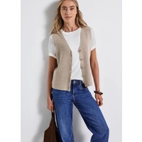 Street One Cosy Ribbed Sleeveless Cardigan Morning Beige Melange