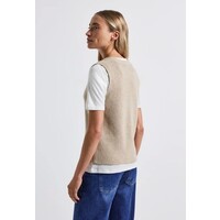 Street One Cosy Ribbed Sleeveless Cardigan Morning Beige Melange