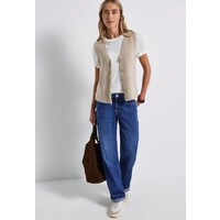 Street One Cosy Ribbed Sleeveless Cardigan Morning Beige Melange