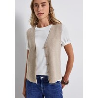 Street One Cosy Ribbed Sleeveless Cardigan Morning Beige Melange