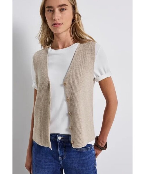 StreetOne Street One Cosy Ribbed Sleeveless Cardigan