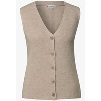 Street One Cosy Ribbed Sleeveless Cardigan Morning Beige Melange