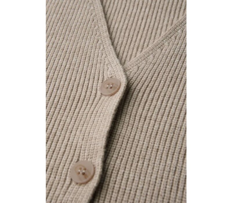Street One Cosy Ribbed Sleeveless Cardigan Morning Beige Melange