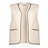 Geisha Gilet Teddy Embroidery Off White