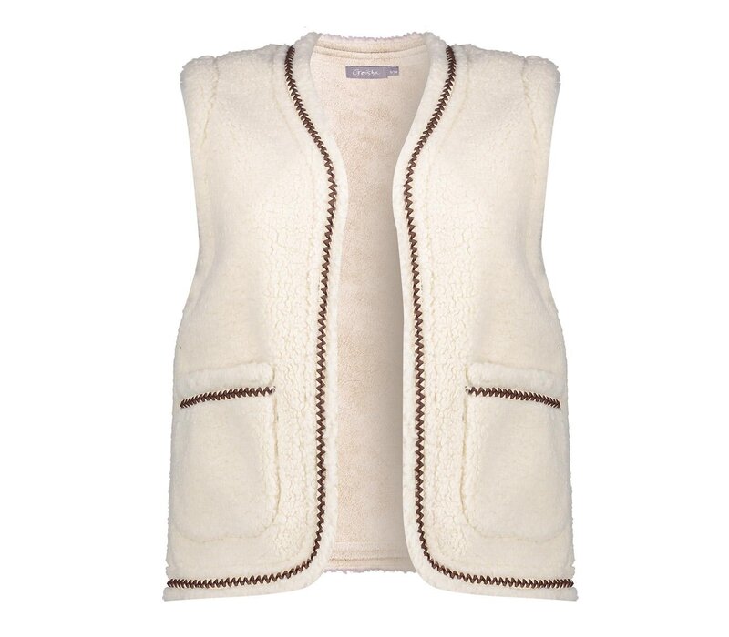 Geisha Gilet Teddy Embroidery Off White