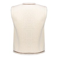 Geisha Gilet Teddy Embroidery Off White