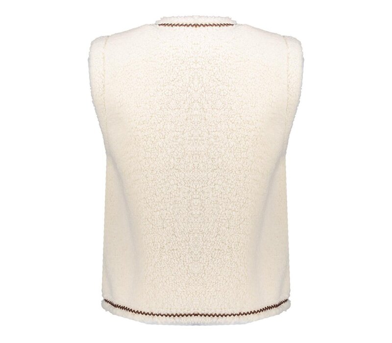 Geisha Gilet Teddy Embroidery Off White