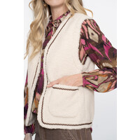 Geisha Gilet Teddy Embroidery Off White