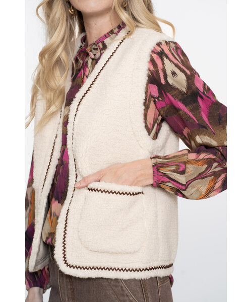 Geisha Geisha Gilet Teddy Embroidery Reversible