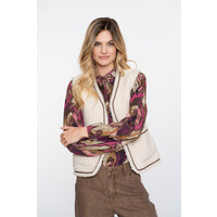 Geisha Gilet Teddy Embroidery Off White