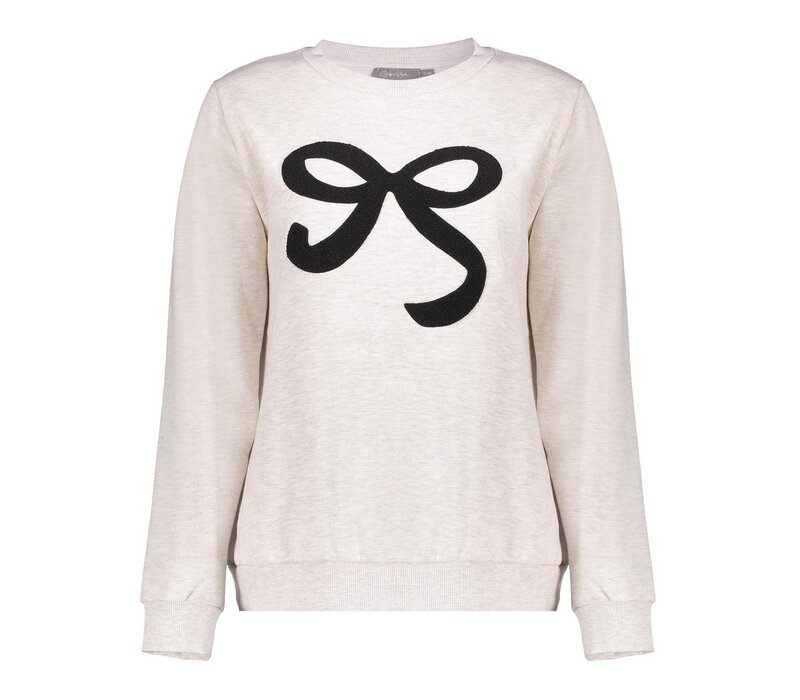 Geisha Sweat with Bow Beige Black